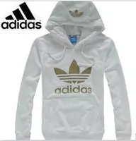 adidas mode coton giacca hoodie hommes et femmes blanc or